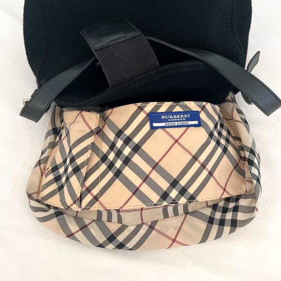 BURBERRY Blue Label Shoulder Satchel Bag Black Canvas Fabric - Picture 8 of 15